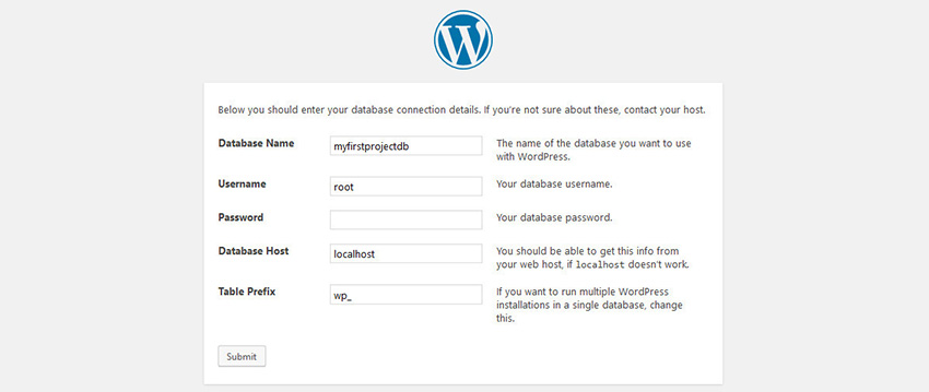 Wordpress Database Configuration